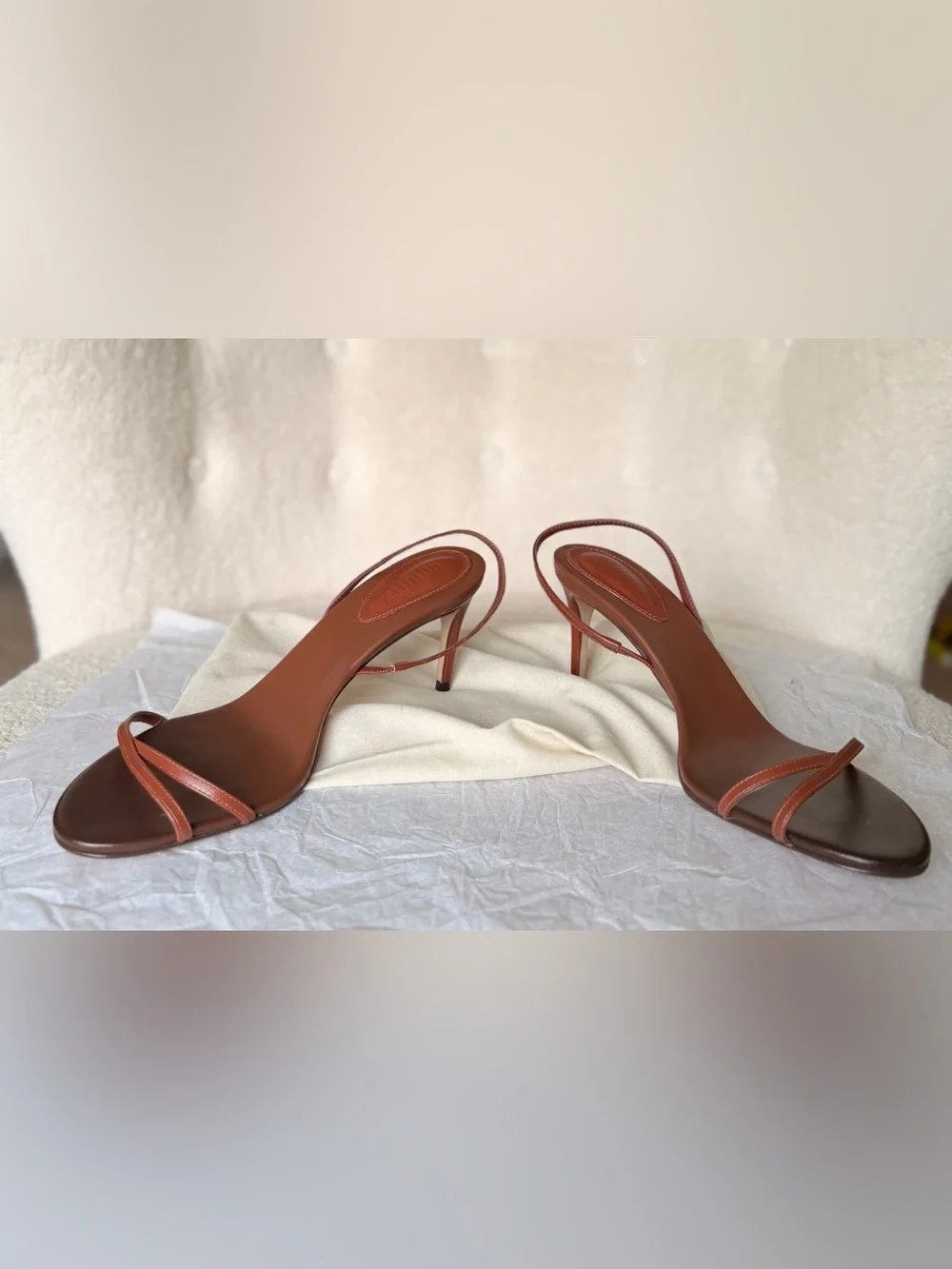 Zara Brown Leather Strappy Slide Sandals - Picture 5 of 7